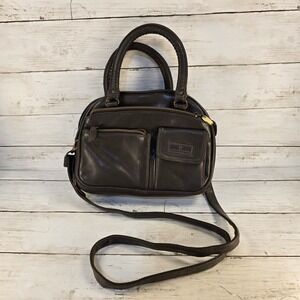 Collection Dark Brown Faux Leather Multi Pocket Crossbody Satchel Bag Mens Women